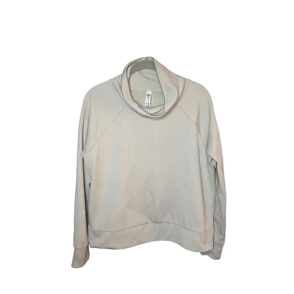 RBX women’s taupe, mock neck, textured sweatshirt, size medium